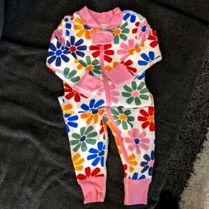 Organic Hanna Andersson Pink Flower Zip Pajama 70cm 6-12 month